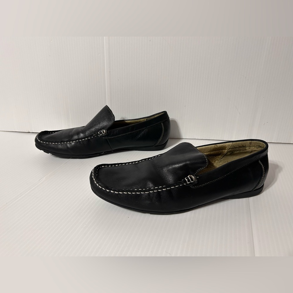Aston Grey #410002 Turner black leather slip-on loafers shoe men size 9
